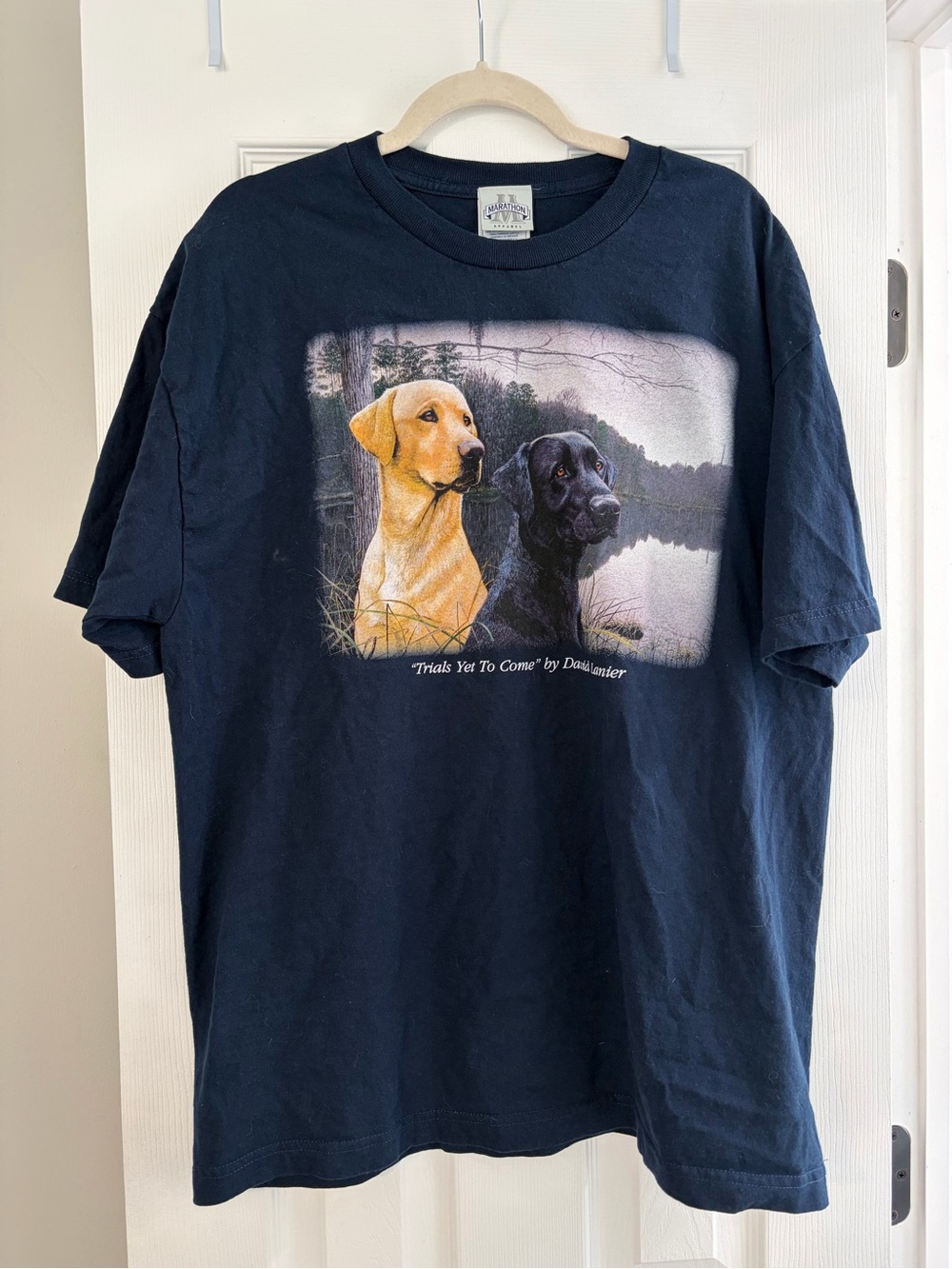 Vintage 90s Navy Blue Labrador Graphic Dog T-Shirt